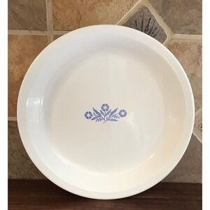 Corning Ware Blue Cornflower 9 Inch Pie Plate P-309 Vintage White Pyroceram Dish